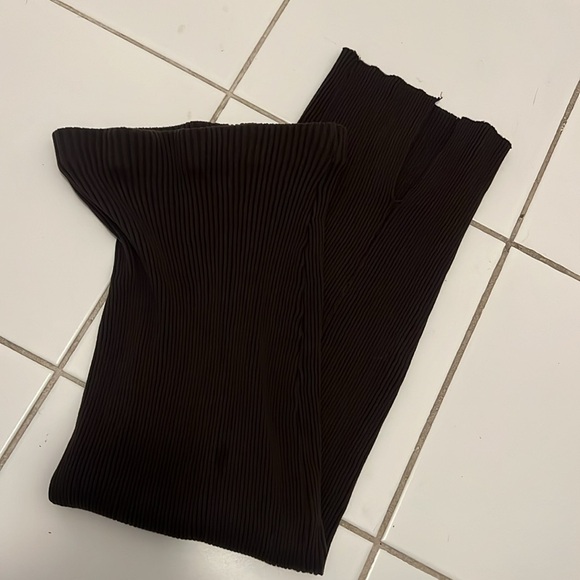 Brown ribbed midi maxi skirt - Picture 4 of 6